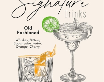 His & Hers Wedding Drinks Signage