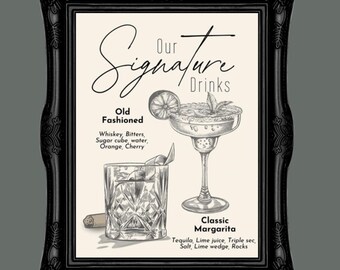 His & Hers Wedding Drinks Signage