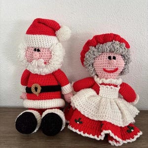 Vintage Homemade “Santa” “Mrs Claus” Dolls  Crochet Christmas Decoration July