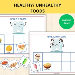 Healthy or Unhealthy Food sorting,Dental Health, health nutrition,healthy food match game,Sorting Food,health Activities,healthy hearts