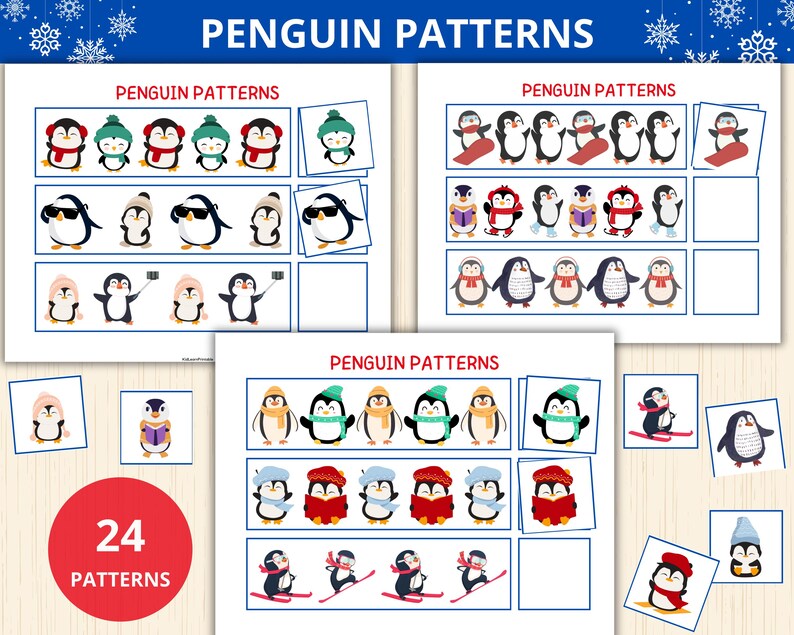 Christmas Patterns Worksheets,What Comes Next Activity,Pattern Activity,Xmas Preschool,Complete the Pattern,winter Busy Book Pages,sequence game