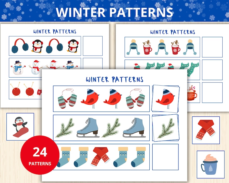 Winter Patterns,what Comes Next,sequence Game,xmas Preschool,homeschool ...