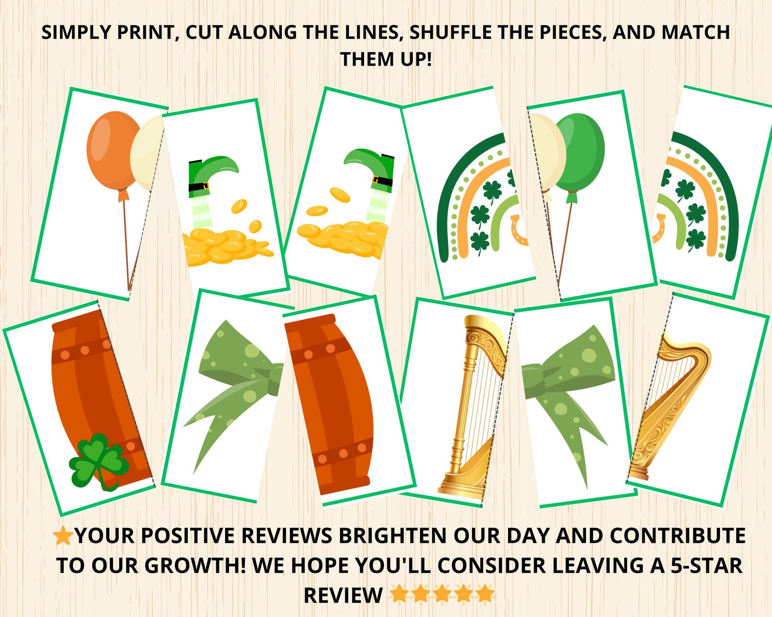 St Patrick Matching Activity,st. Patricks Day Puzzle,halves Matching ...