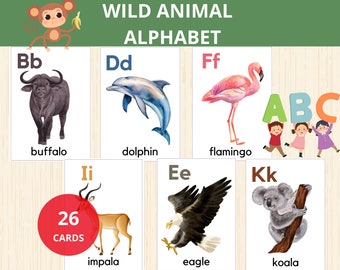 wild animals flashcards,jungle animals alphabet,wild animals vocabulary,zoo animals alphabet,safari alphabet cards,animals prek flashcards