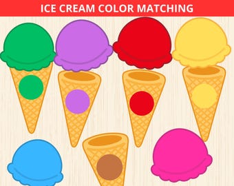 Ice Cream Color Matching,color matching game,color sorting,summer activity preschool,color match activity,learning color,preschool colors