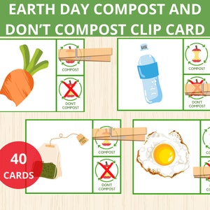Kompostierung Aktivität für Kinder, Füttere die Würmer, Erde Tag Aktivität, Recycling, Erde Tag beschäftigt Buch, Clip Karten, Wurmkompost Aktivität, Nachhaltigkeit