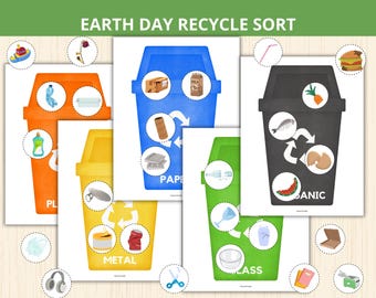 Recycling Sorting Game,Earth Day Recycle Sort,Earth Day Activity,waste sorting,preschool earth day,environmental activity,recycling lesson