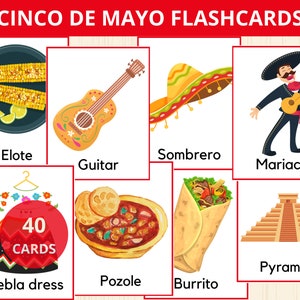 Cartões cinco de maio, cartões de vocabulário, escreva a sala, cartões de cinco de maio, pré-escola, jardim de infância, educação domiciliar, cartões de memória, centro de alfabetização