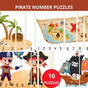 pirate number puzzle,Preschool Pirate Activity,pirate number activity,kindergarten math,number sequencing,pirate worksheet,pirate classroom