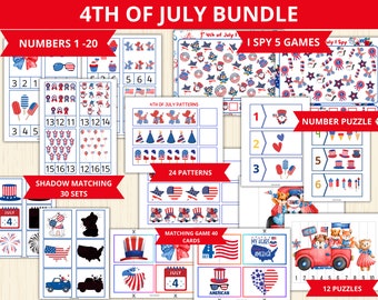 Juli 4.Bundle,Vorschulaktivitäten,Musteraktivität,Schattenabgleich,Vorschularbeitsblatt, 4.Juli-Aktivitäten,Fourth of Juli Bundle