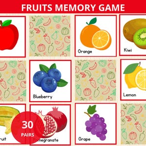Fruit memory game,Fruits Matching Cards,Memory Games for Kid,Fruit Activity preschool,Food Memory Game,fruits flashcards,cognitive worksheet
