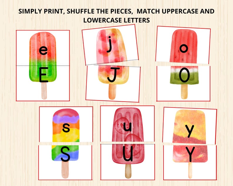 Popsicle Alphabet Match,ice Cream Alphabet Matching,summer Preschool ...