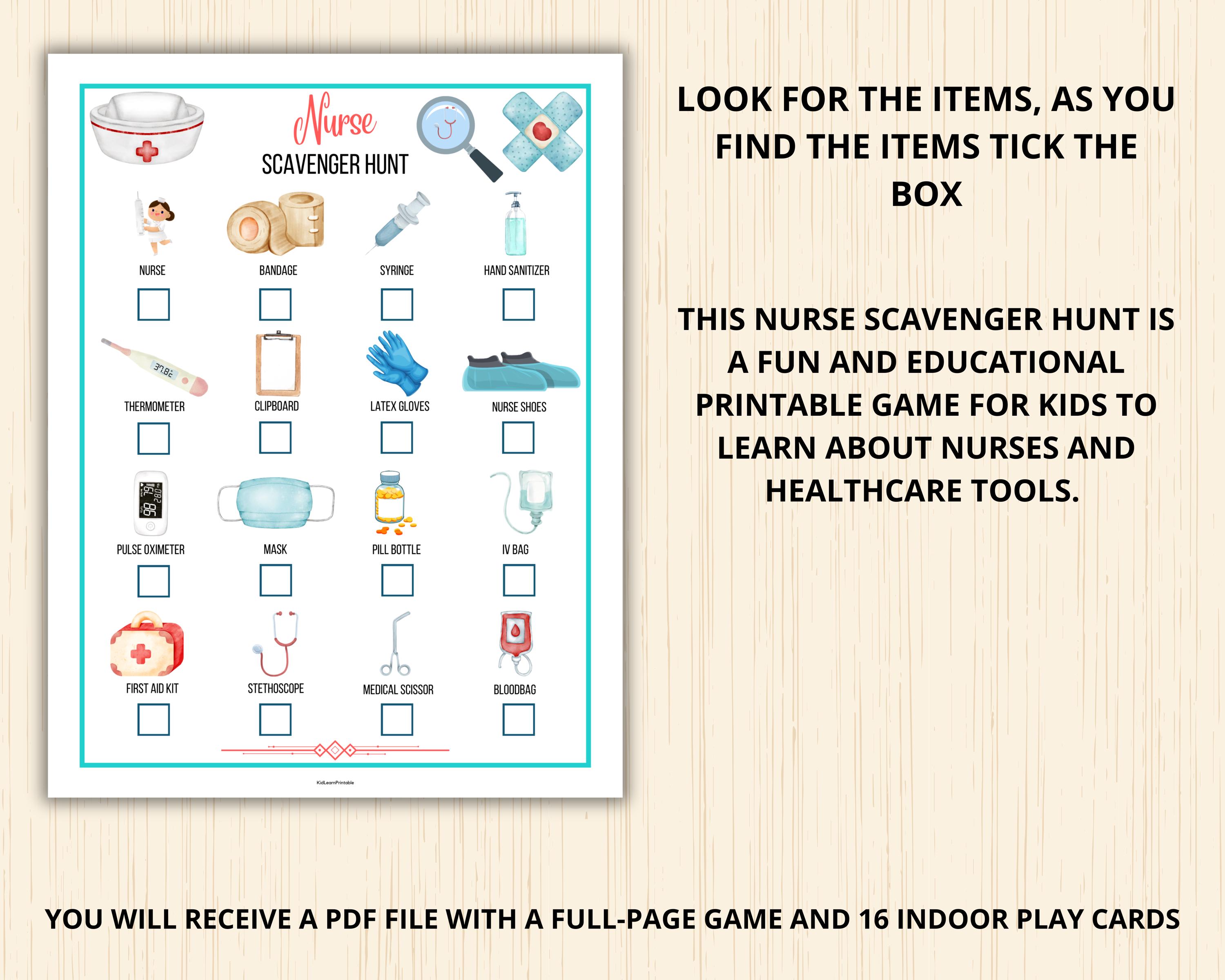 Nurse Scavenger Hunt,medical Scavenger Hunt,nurse Activities,nurse ...