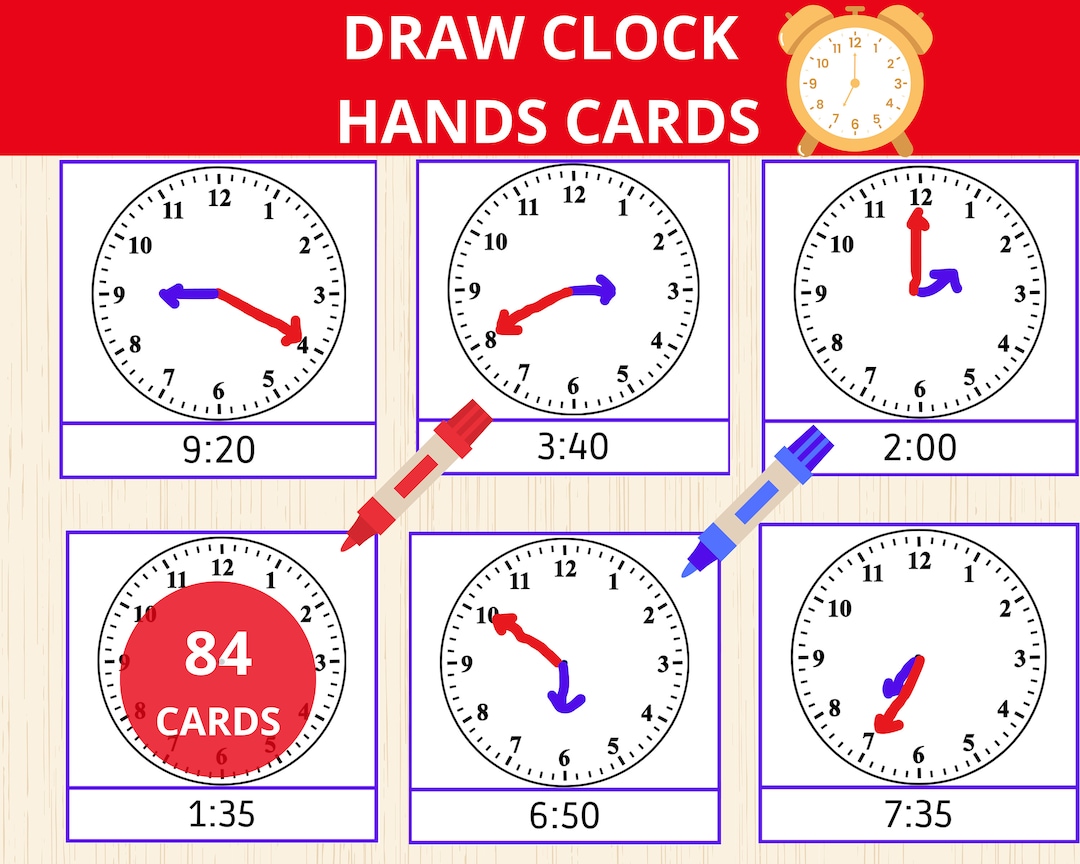 Draw Clock Hands, Clock Activity, Telling Time,learn the Time
