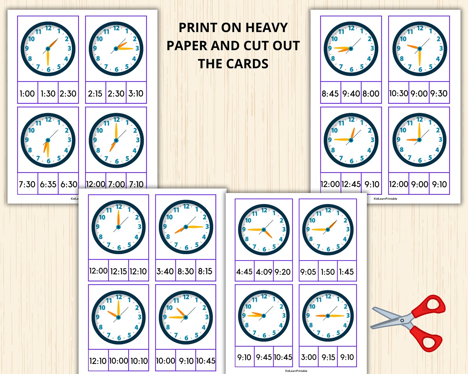 Telling Time Clip Cards,clock Activity,tell the Time Activity,learn the ...