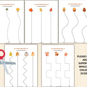 Enhance your preschooler's fine motor skills with our Autumn Cutting Practice sheets! Featuring festive fall designs like leaves, pumpkins, and acorns, these printable worksheets are perfect for developing scissor skills.
