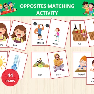 Gegensätze Passende Memory-Spiel, Memory-Spiel für Kinder, Memory-Spiel, Memory-Spiel