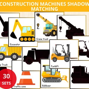 Passende Baumaschinen Schatten passende,Baufahrzeuge,Vorschule Fahrzeuge,LKW Karten,Fahrzeuge Aktivität, Fahrzeuge Ordner