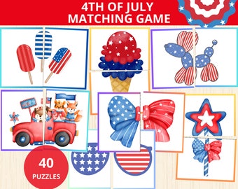 4th of July Matching Game,4th of July puzzle symmetry,Matching Activity,symmetry matching,USA Independence Day Games,4th july puzzle,prek