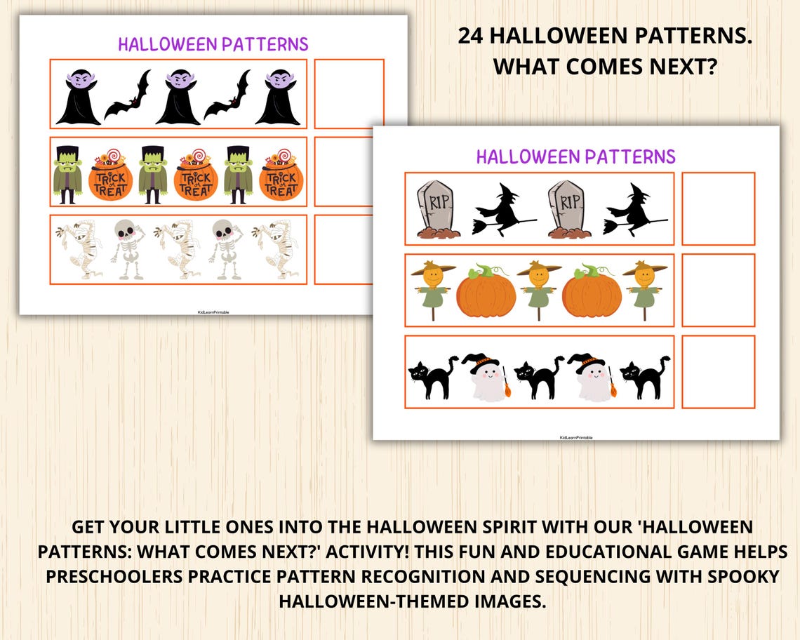 Halloween Patterns,halloween Montessori,pattern Worksheet,homeschool ...