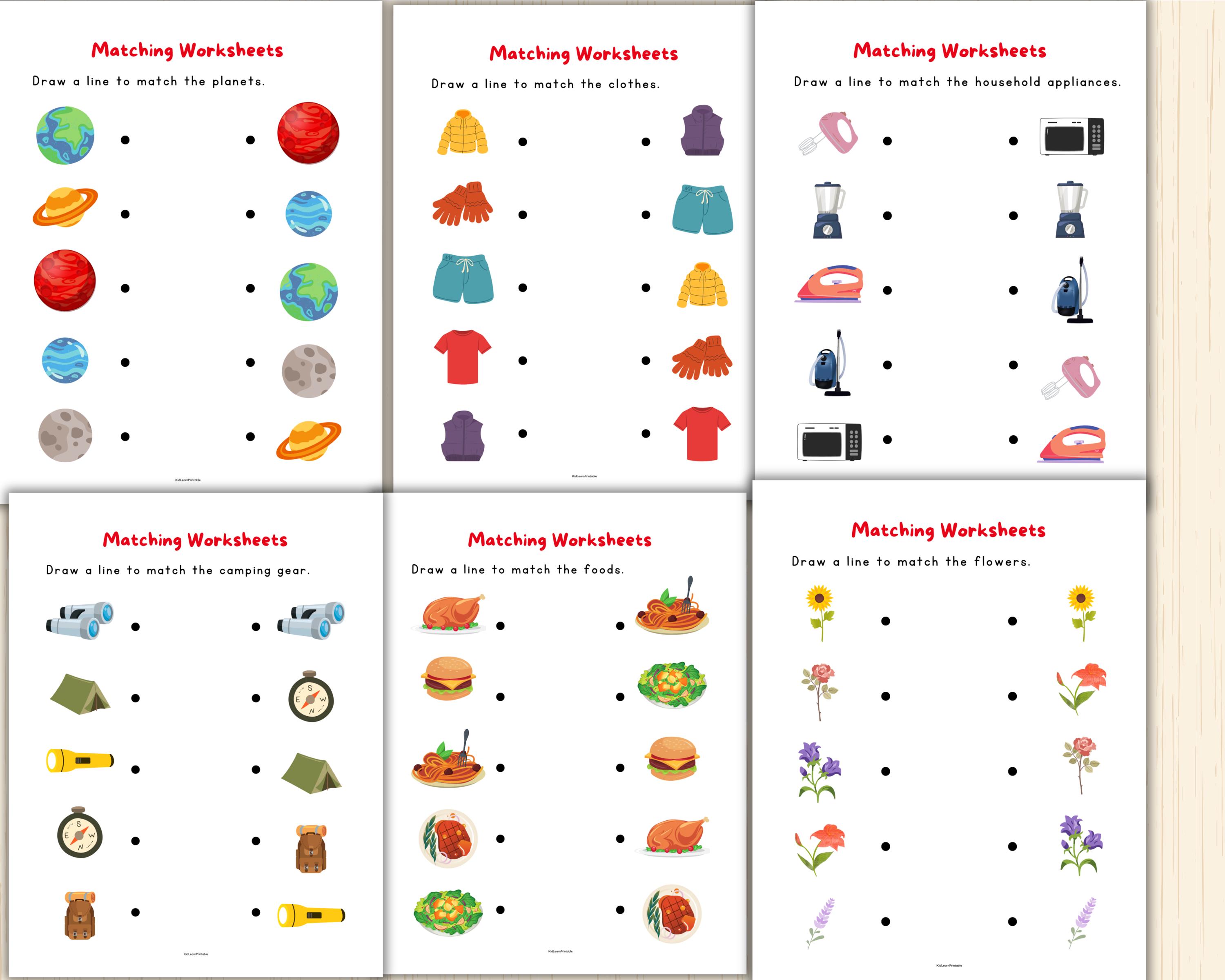 Matching Worksheets,match the Picture,learning Activities,matching Game ...