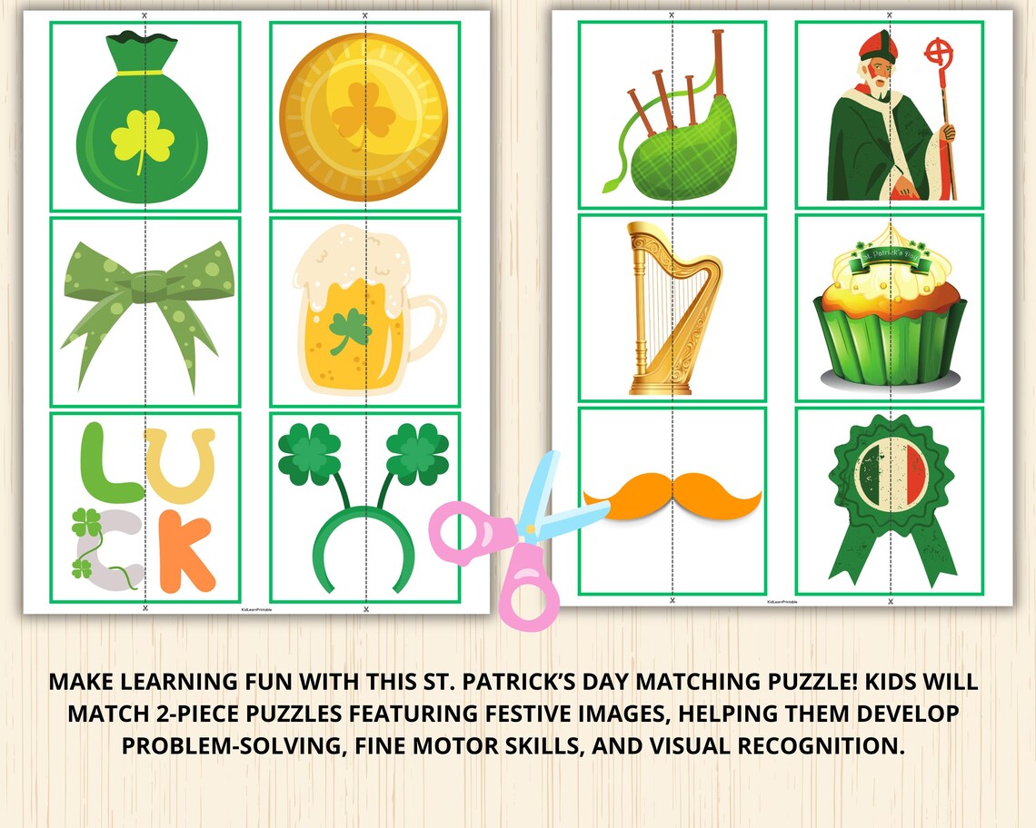 St Patrick Matching Activity,st. Patricks Day Puzzle,halves Matching ...