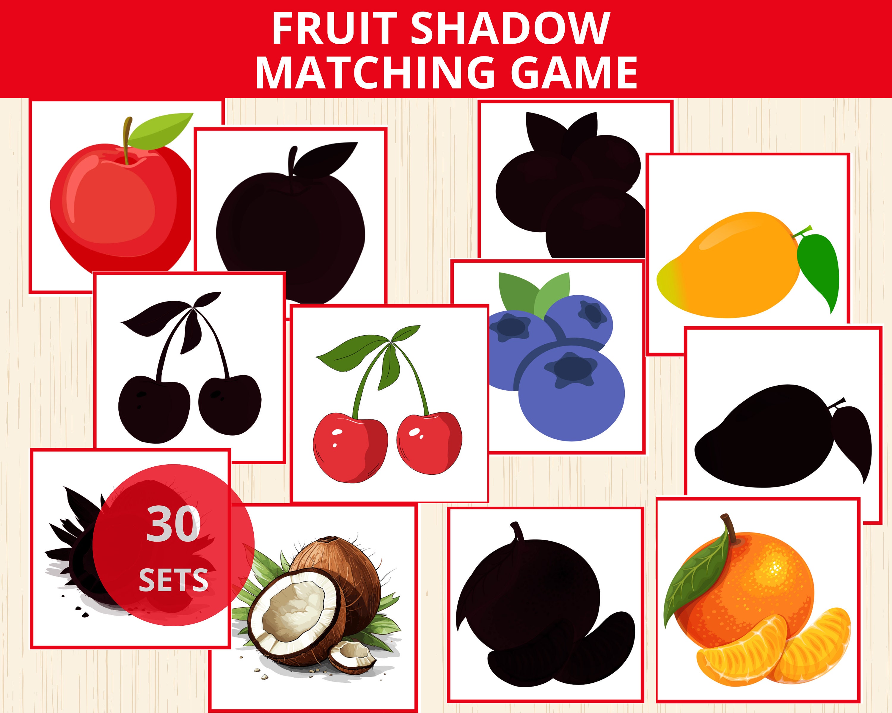 Fruits Shadow Matching,fruits Matching Game,fruit Montessori,fruits ...