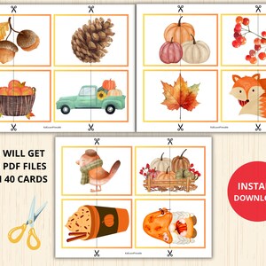 Enhance your child's cognitive skills with this charming Autumn Matching Game! This 2-piece puzzle set features vibrant fall-themed illustrations, perfect for little learners.