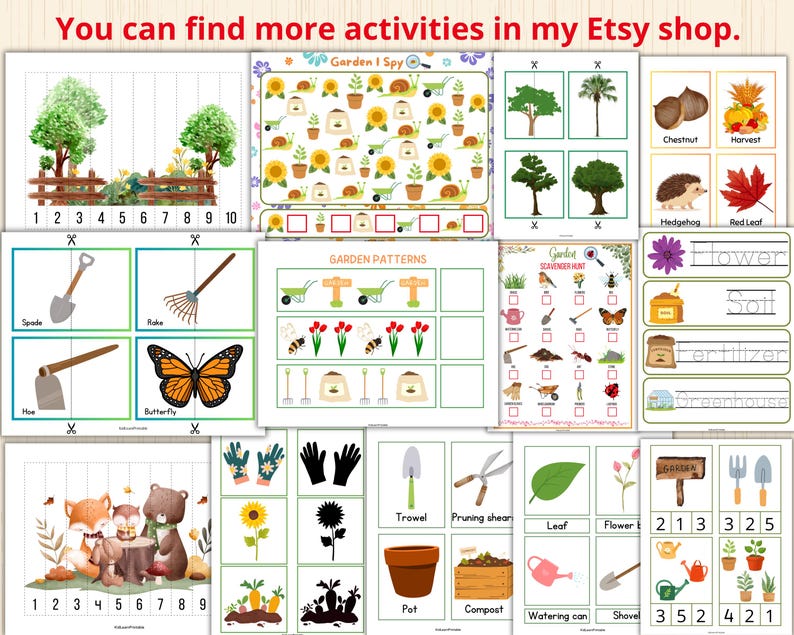 Spring Garden Memory Game for Kids: Matching Activity (PDF Pattern) - Etsy