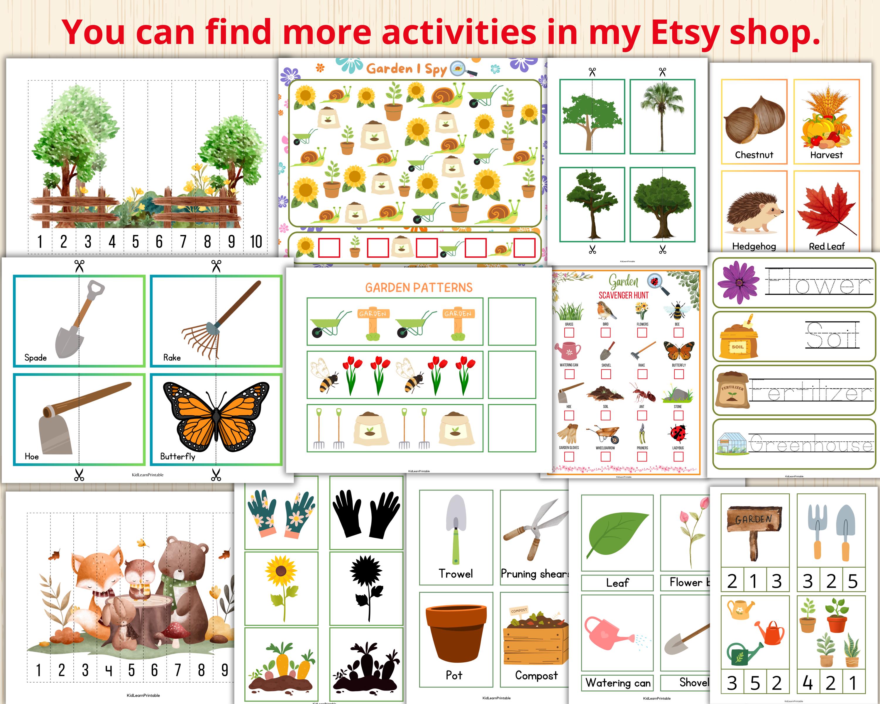 Spring Garden Memory Game for Kids: Matching Activity (PDF Pattern) - Etsy