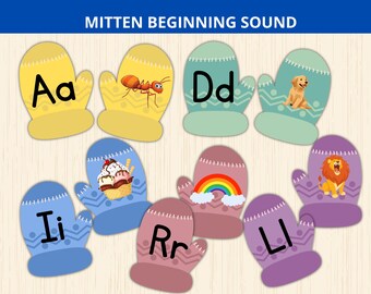 mitten beginning sound,mitten phonics game,Winter Alphabet Activity,letter sound match,Learning Letters,alphabet match game,winter busy book