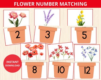 flower number matching,spring counting number,Spring Preschool Activity,flower number match puzzle,Nature Study,flower unit study,early math