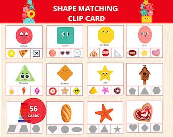 shapes sorting activity,Shapes Clip Card,Matching Activity,Learning Shapes,shape matching game,kindergarten,2d geometric shapes,Shapes sheet