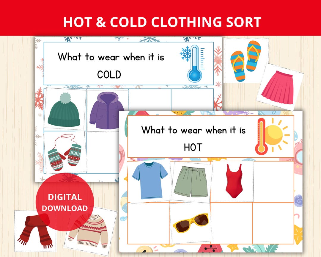 Hot and Cold Sort Clothing Sort,clothing Sorting Game,weather Clothes ...