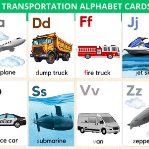alphabet véhicules,cartes éclair alphabet transports,cartes éclair alphabet,alphabet préscolaire,véhicules préscolaire,cartes lettres,abc transport