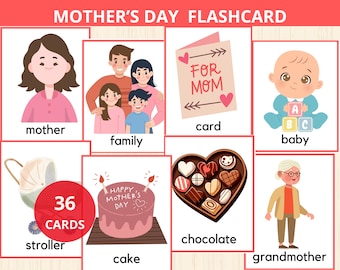 mother's day Cards,vocabulary cards,mother's day Flashcards, Preschool, Kindergarten, Homeschool,flash cards,kid activity,vocabulary words