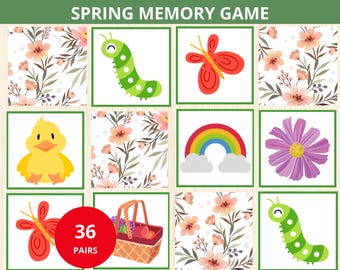 spring Memory Game,spring Matching Activity,Springtime Matching Game,nature Preschool,spring Busy Book,spring activities for kids,Quiet Time