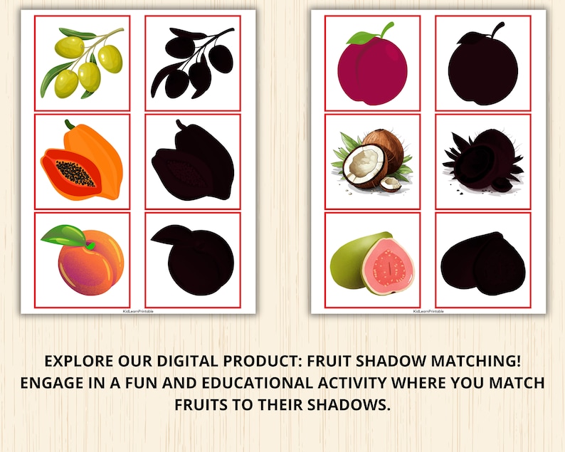 Fruits Shadow Matching,fruits Matching Game,fruit Montessori,fruits ...