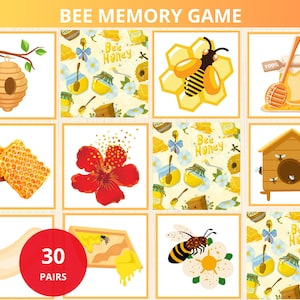 Jeu de mémoire sur les abeilles, activité d'association d'abeilles, montessori printanier, école maternelle des abeilles, étude d'unités d'abeilles, cartes mémoire anti-insectes, sacs occupés pour le printemps, enseignement à la maison au printemps