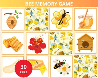 Bee Memory Game,bee Matching Activity,spring montessori,bee preschool,bee unit study,bug memory cards,spring busy bags,spring Homeschooling