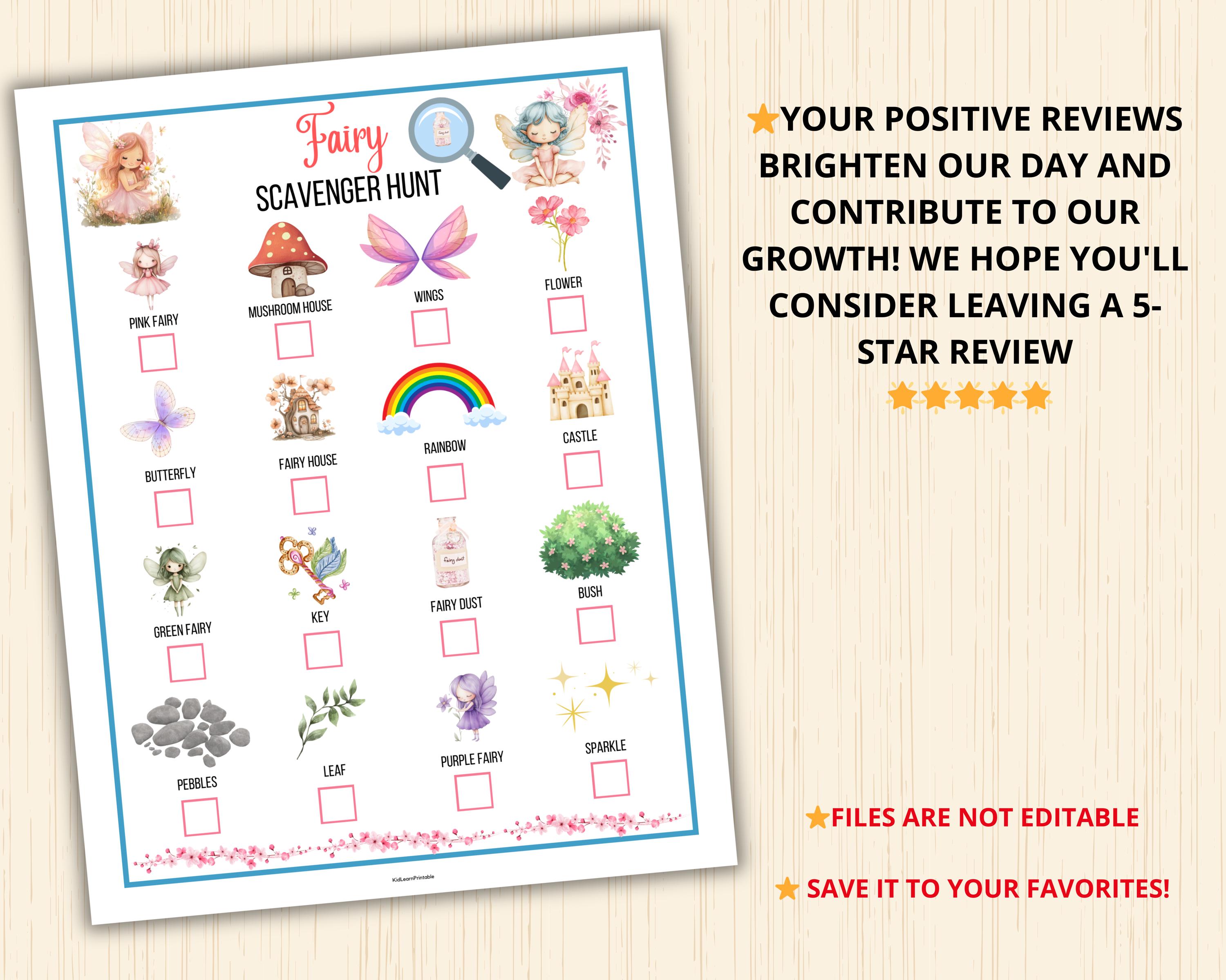 Fairy Scavenger Hunt,fairy Garden Party Games,fairy Birthday Party ...