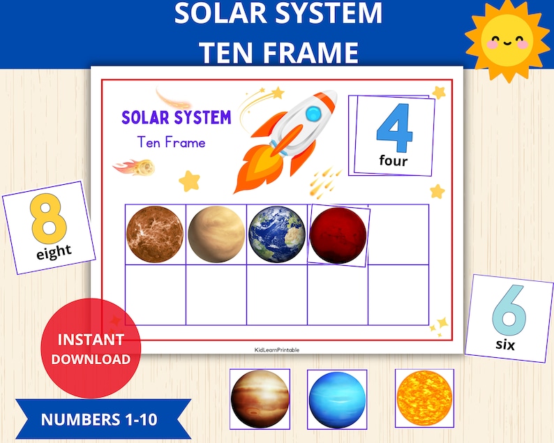 Solar System Ten Frame,printable Solar System,solar System Flash Cards ...