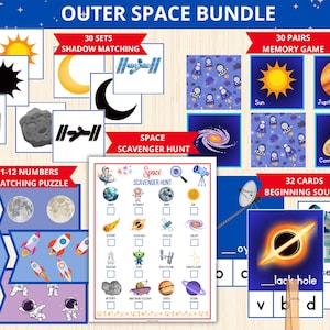 outer space bundle,Outer Space Unit Study,Space Preschool,Learning about Space,Solar System Activities,Montessori Solar System,planet cards