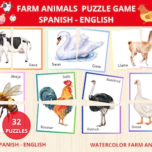 Paires de puzzles d’animaux de ferme, puzzles de symétrie d’animaux de ferme, jeu d’association d’animaux, activité d’association, jeux d’animaux, maternelle préscolaire