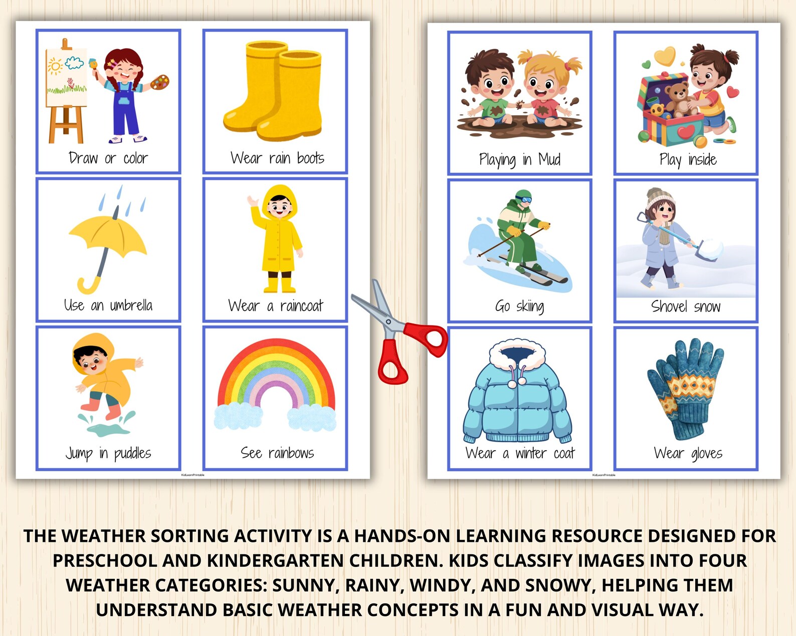 Weather Sorting Activity,preschool Weather Game,weather Classification ...