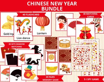 Chinese new year bundle,lunar new year bundle activities,chinese new year Worksheets,Lunar New Year Vocabulary,Montessori Spring Festival