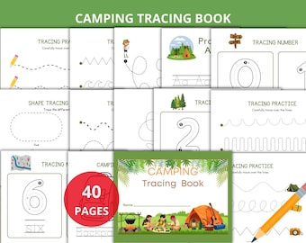 camping tracing worksheets,camping preschool activities,camping tracing book,handwriting practice,camping unit study,tracing lines Sheets