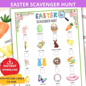 Juego de búsqueda del tesoro de Pascua, búsqueda del tesoro de Pascua para niños, búsqueda del tesoro en interiores, juego de fiesta de Pascua en el aula, educación en el hogar de Pascua, búsqueda del tesoro de primavera