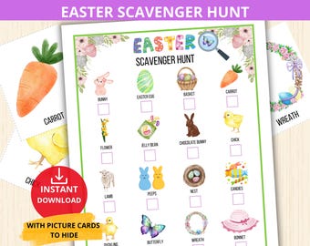 Easter Scavenger Hunt game,Easter Treasure Hunt For Kids,Indoor Treasure Hunt,Easter Party Game Classroom,easter homeschool,spring scavenger