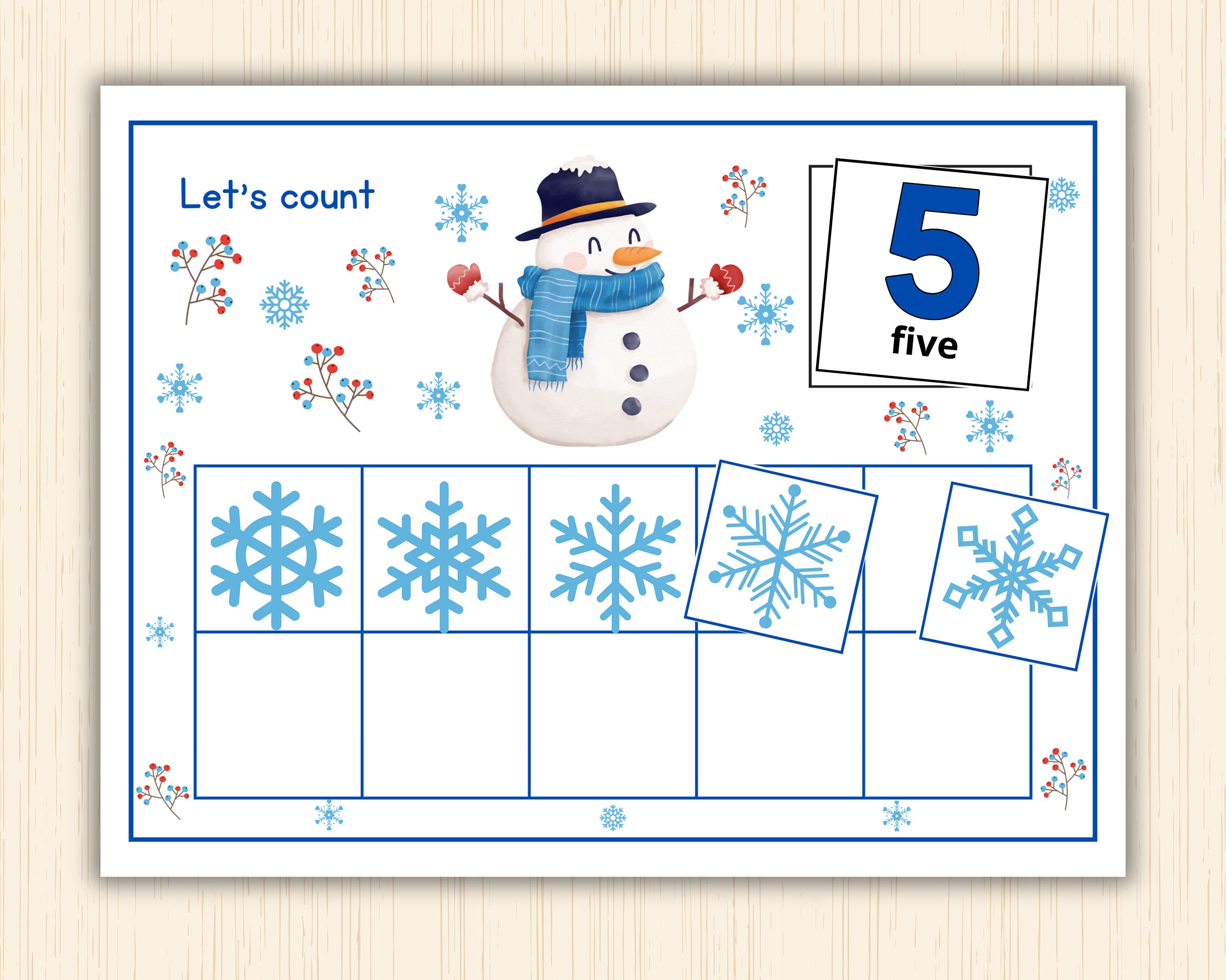 Winter Numbers 1-10 Count and Match, Snowman Math Activity, Preschool ...